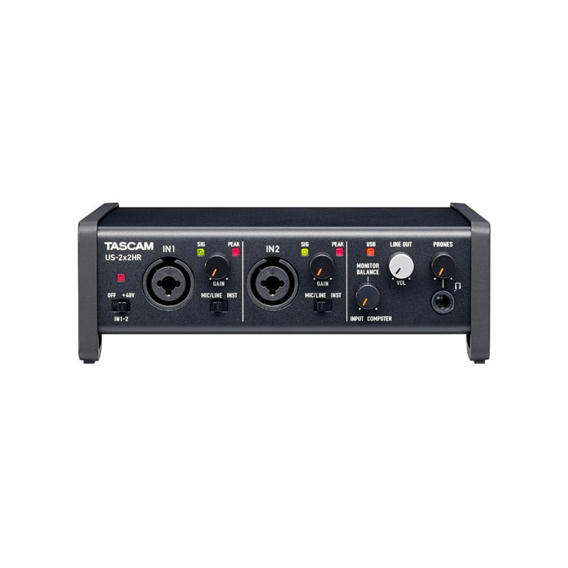 Interfaz de Audio USB 2x2 - TASCAM US-2X2HR vista frontal Interfaz de Audio USB 2x2 - TASCAM US-2X2HR vista frontal