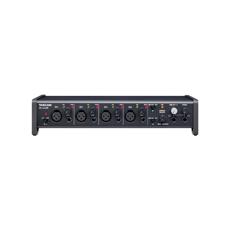 Interfaz de Audio USB 4 Canales - TASCAM US-4X4HR vista frontal Interfaz de Audio USB 4 Canales - TASCAM US-4X4HR vista frontal